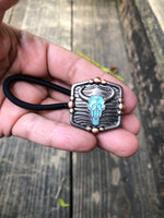 Turquoise Cow Skull Concho Hair Tie - Peyote Rose