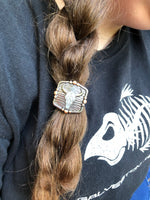 Turquoise Cow Skull Concho Hair Tie - Peyote Rose