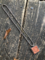 Stamped Sunflower Leather Pendant Necklace