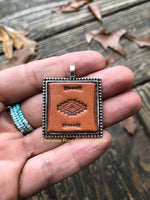 Stamped Tribal Design Leather Pendant Necklace