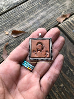 Stamped Tribal Horse Leather Pendant Necklace