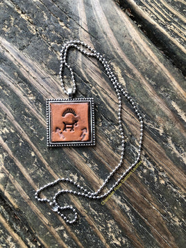 Stamped Tribal Horse Leather Pendant Necklace