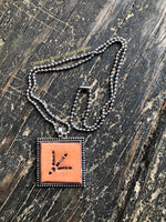 Stamped Turkey Track Design Leather Pendant Necklace
