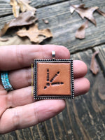 Stamped Turkey Track Design Leather Pendant Necklace