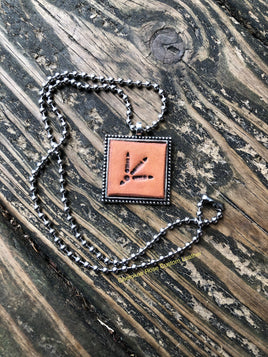 Stamped Turkey Track Design Leather Pendant Necklace