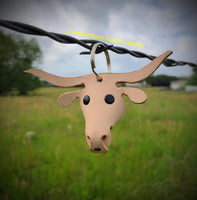 Texas Longhorn Leather Keychain