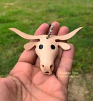 Texas Longhorn Leather Keychain