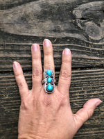 Three Turquoise Stone Southwest Ring