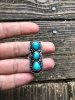 Three Turquoise Stone Southwest Ring