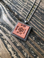 Stamped Thunderbird Leather Pendant Necklace